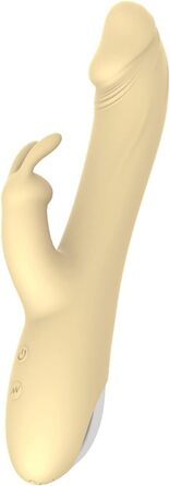 Масажер силіконовий вібраційний для жінок, JFRong, 10 режимів, 3 функції, анальний вібратор, Rabbit Dildo (Жовтий)