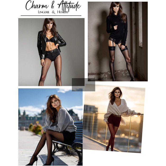 Чарівні мереживні панчохи до стегна для жінок Charm and Attitude, XS-S, чорний, виробництво ЄС