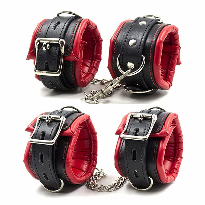 Набір наручників та кайданків для ніг Hanyi Leder з м'якою підкладкою, Bondage, іграшки для дорослих для жінок та чоловіків