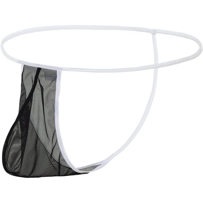 Чоловіча прозора трусика-стрінги BIATWOWR - чорний колір, розмір XL. Зручні, дихаючі, з м'якого матеріалу.