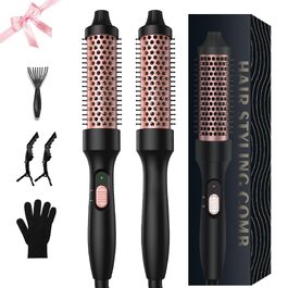 Мультистайлер для волосся 6 в 1 UKLISS Air Styler Set: фен з дифузором, насадки для завивки, круглі щітки та випрямляч, 1000 Вт, LCD-дисплей, жовто-чорний