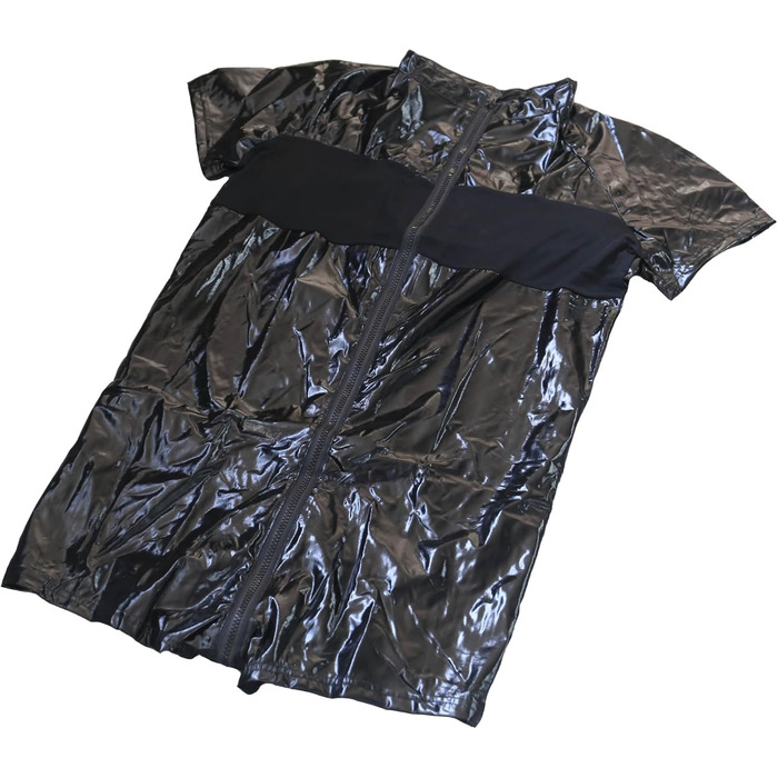 Чоловічий боді QiaTi з короткими шортами, блискавкою та штучною шкірою, з двома кишенями, чорний (M)