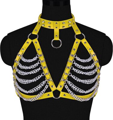 PETMHS Корсет з шкіри для жінок, повне покриття, шкіряний пояс, стиль панк готика (помаранчевий, жовтий)