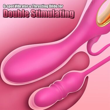 Вібратор для жінок 2-в-1 з G-точкою та анальним вібратором, 10 режимів вібрації та 10 телескопічних режимів, функція удару. Інтимні іграшки для жінок та пар