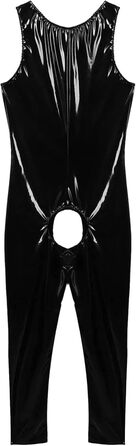 Комбінезон з латексу чоловічий Darringls Wetlook, чорний, 7XL. Латексний комбінезон, вечірня мода, клубний одяг, сексуальний, з довгим замком