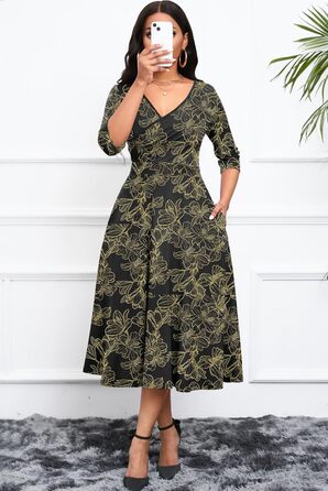 Сукня Noder Daenkleid: ошатне обгорткове плаття-трапеція для весілля, вечірки, коктейлю, чорна, розмір XXL