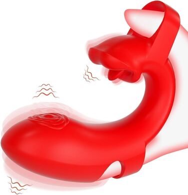 Вібратор для клітора з функцією язика – стимулятор, 10 режимів вібрації, водонепроникний та перезаряджуваний, міні вібратор з силікону для G-точки та сосків, еротична іграшка для жінок та пар