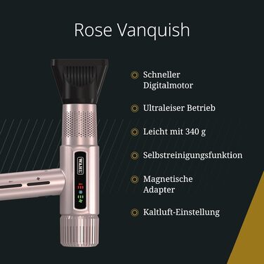 Професійний іонний фен Wahl Vanquish Rose Gold, 1600 Вт, FlowControl, з магнітним диффузором та концентратором