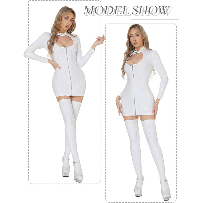 Жіноче лаковане шкіряне плаття-корсет, сукня для вечірок, клубів, косплей-костюм, розмір S-3XL (білий, L-XL)