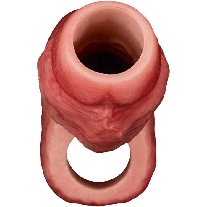 Реалістична секс-іграшка для чоловіків: пеніс-манжета з текстурою вен, шкірного кольору, з кільцем для яєчок (M)