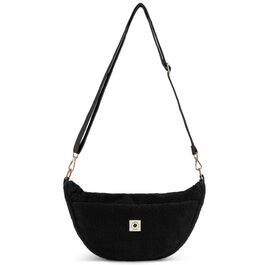 Жіноча сумка-кросбоді Teddy Moon Bag Small чорного кольору, плюшева сумка через плече з регульованим ременем та кишенями