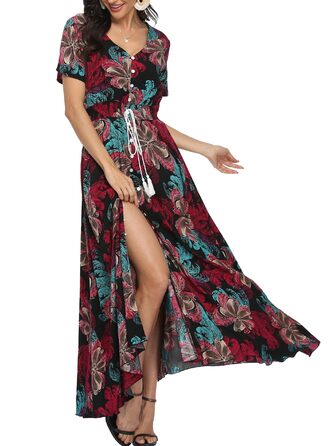 Сукня максі А-силуету VintageClothing жіноча чорно-квіткова (S)