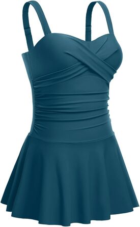 Купальник Aqua Eve суцільний з ефектом корекції живота, з спідницею, блакитно-зелений XL (Trace Of Paradise)