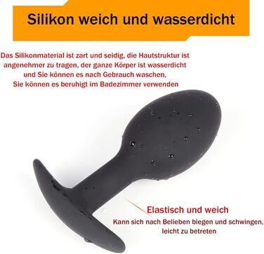 Силіконовий анальний плаг Guspiun зі сталевою кулею для масажу простати, секс-іграшка для чоловіків та жінок (Чорний, S+M+L)
