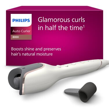 Автоматичний стайлер для завивки волосся Philips 8000 Series з технологією MoistureProtect, 27 варіантів укладання, білий, BHB878/00