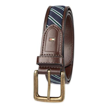 Чоловічий повсякденний ремінь Tommy Hilfiger з текстильною вставкою та класичною пряжкою, коричневий, розмір S (30-32)