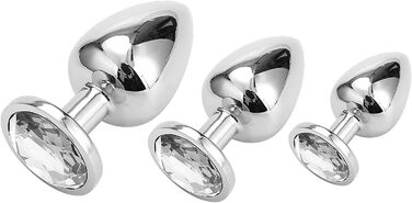 Набір аналплагів Klein Medium Groß з металу з кристалами та діамантами (білий)