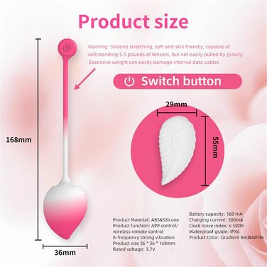 Вібратор з дистанційним керуванням та керуванням через додаток, 9 режимів вібрації, для жінок, портативний G-Spot, для пар, білий/рожевий
