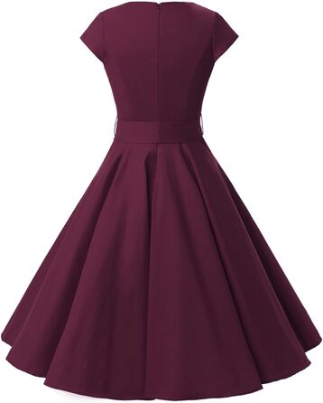 Сукня Dressystar вінтажна 50-х років з короткими рукавами в горошок, Burgundy XL