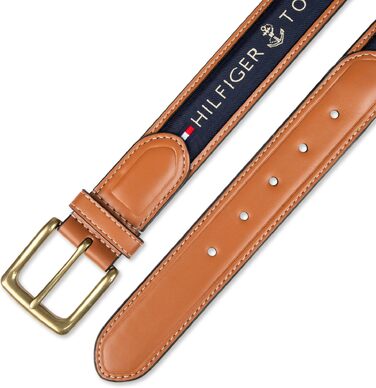 Чоловічий повсякденний ремінь Tommy Hilfiger з текстильною вставкою та класичною пряжкою, темно-синій (Navy), розмір 40