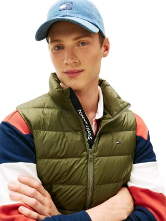 Чоловічий легкий пуховик-жилет Tommy Jeans, темно-зелений (Dark Greenery), розмір XS