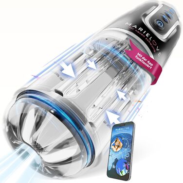 Електричний мастурбатор для чоловіків з реалістичним симулятором орального сексу, функцією насосу та вібрації, перезаряджуваний, з силікону