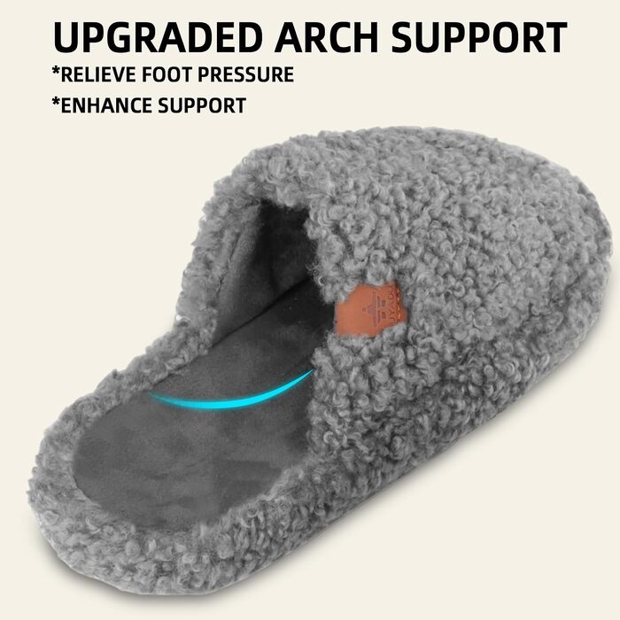 Жіночі м'які капці з ефектом пам'яті (Memory Foam), плюшеві домашні тапочки для жінок, сірі, розмір 36/37 EU
