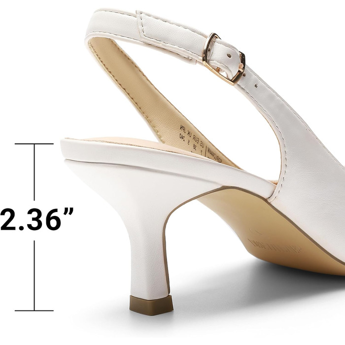 Жіночі туфлі-човники Dream Pairs Slingback на підборах, білі, екошкіра (PU), розмір 39 EU