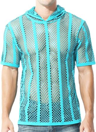 Чоловіча сітчаста сорочка з довгим рукавом, прозора, для вечірок та клубів