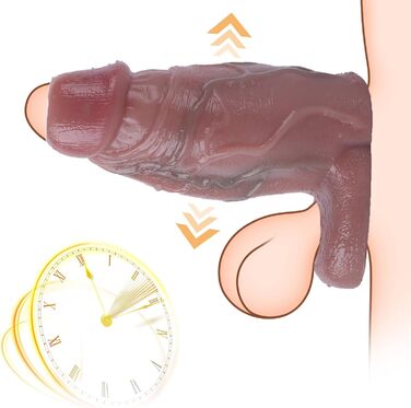 Реалістичний пеніс-чохол з кільцем для яєчок, для збільшення пеніса, з рідкого силікону, для затримки еякуляції (M)