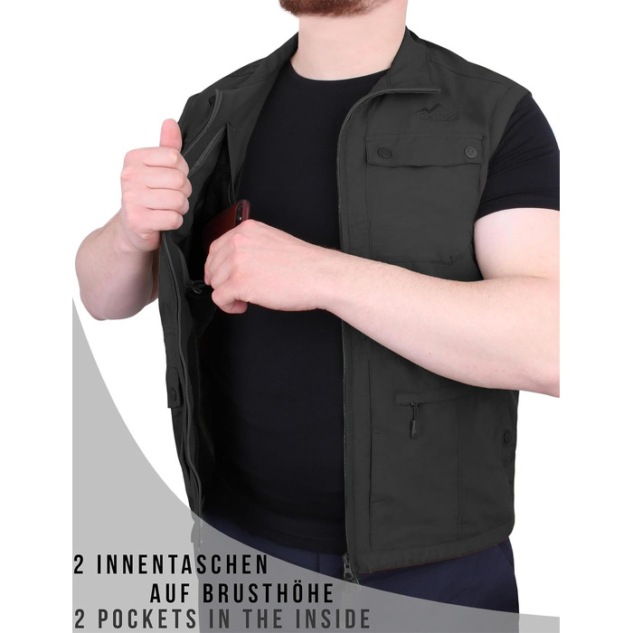 Чоловічий outdoor жилет з дихаючого матеріалу з захистом від сонця UPF 50+, чорний, розмір M