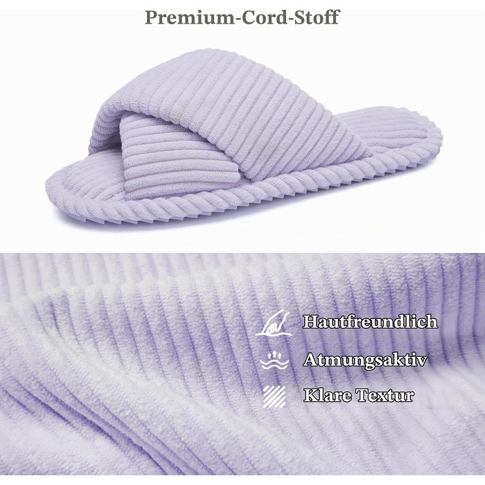 Жіночі домашні капці GOEWY з ефектом пам'яті (Memory Foam), текстильні шльопанці з відкритим носком та антиковзальною підошвою, фіолетові, розмір 38/39 EU
