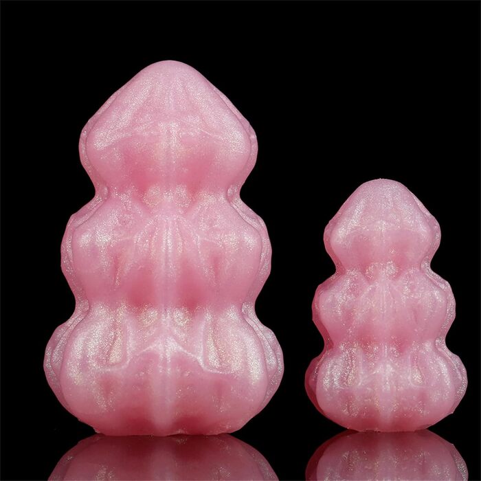 Анальні кульки з рідкого силікону Soarvlorfy (3 шт.) - стимулятори G-точки та простати, рожеві, M