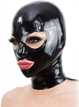 Латексна маска для БДСМ, Фетіш, Косплей з блискавкою на спині - чорна