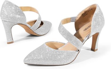 Жіночі весільні туфлі-човники на високих підборах DREAM PAIRS, сріблясті з блискітками, розмір 40 EU