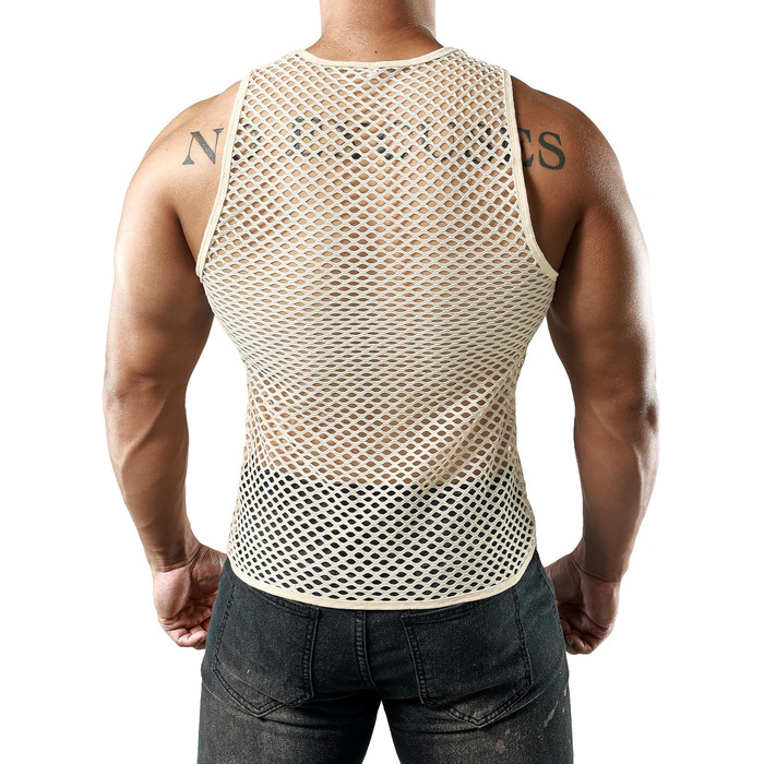 Чоловіча сітка-майка JOGAL з прозорою вставкою, бежевого кольору (S)