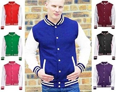 Чоловіча куртка-бомбер Varsity Jacket Just Hoods by AWDis, червона, розмір M