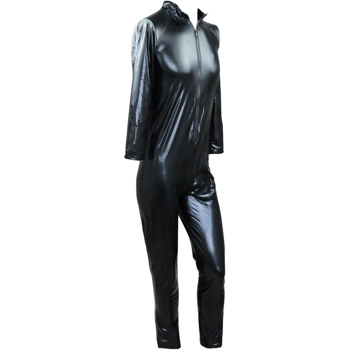 Чоловічий комбінезон iiniim з ефектом мокрого блиску, лакована шкіра, чорний