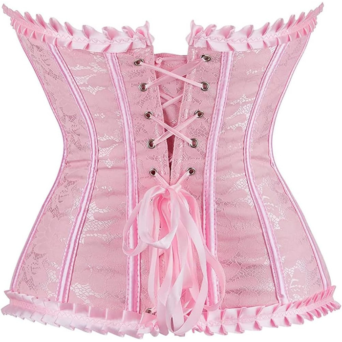 Корсет Grebrafan для жінок: сексуальний, з мережива, класичний (28-30, рожевий)