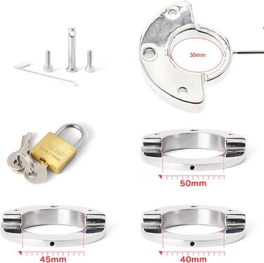 Сталевий кільцевий екстенсор для яєчок з замком та ключем. Кільце для яєчок, сталь, 50 мм. Іграшки для чоловіків, SM, Bondage