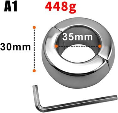 Металевий кільце для яєчок Hrekssi з магнітом, 30 мм - для контролю еякуляції, SM, сталевий