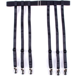 Чорний ремінь на стегнах Aneliya Simplicity з металевими кліпсами для панчіх (6 ремінців)