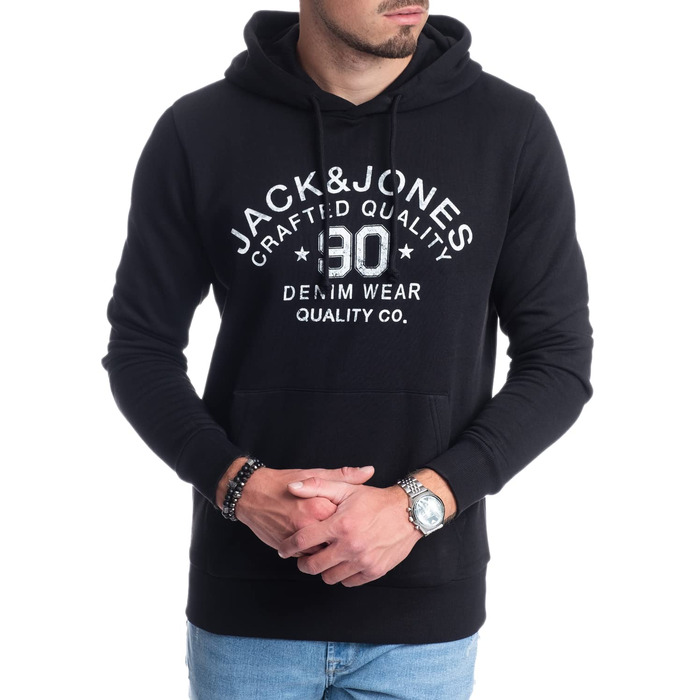 Чоловічий худі Jack & Jones з логотипом, чорний (розмір 3XL)