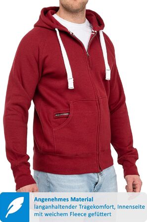 Чоловіча толстовка на блискавці з капюшоном Happy Clothing — тепла флісова куртка Regular Fit, бордова, розмір XXL