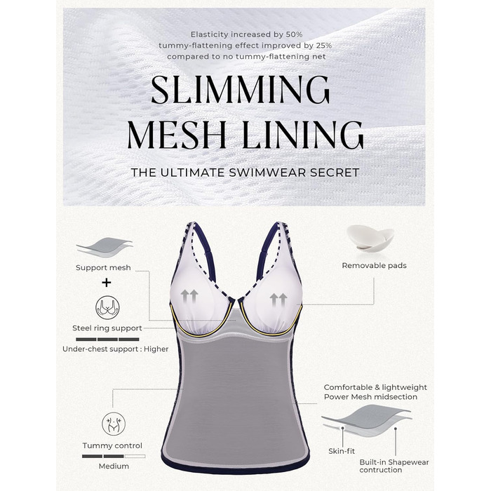 Топ для купальника Tankini Hanna Nikole з животом, зав'язками на грудях, V-подібним вирізом та принтом леопарда, S