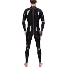 Чоловічі латексні штани Gaylop: чорний комбінезон з блискавкою, фетиш-боді, великі розміри, ручної роботи