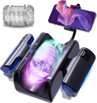 Електричний мастурбатор з телефоном-підставкою, 7 функцій, подвійний хват, для чоловіків