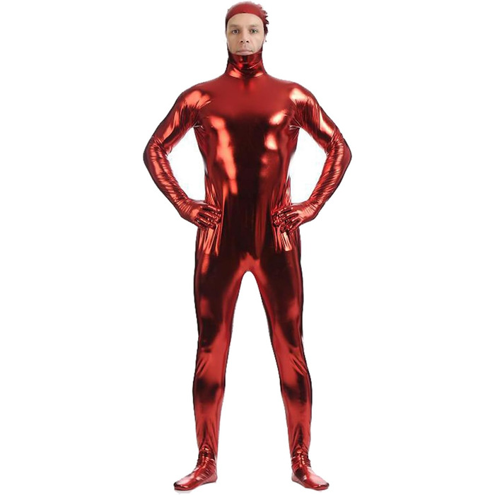 Сексуальний латексний catsuit з відкритим обличчям, червоний (3XL) для вечірок, Halloween та сцени