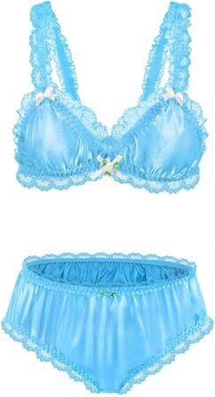 Набір спідньої білизни LittleForBig Sissy з мереживом та рюшами, блакитний, 4XL