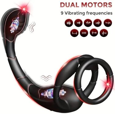 Анальні вібратори Seckoe: комплект з кільцем для пеніса та анальним провідником (9 режимів вібрації)